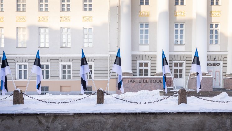 Peahoone Eesti lippudega
