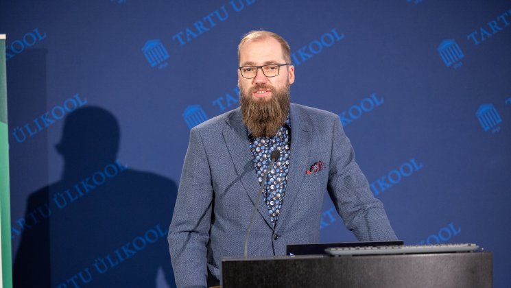 Tõnu Esko opening the sustainability conference on Nov 15, 2023 in Tartu